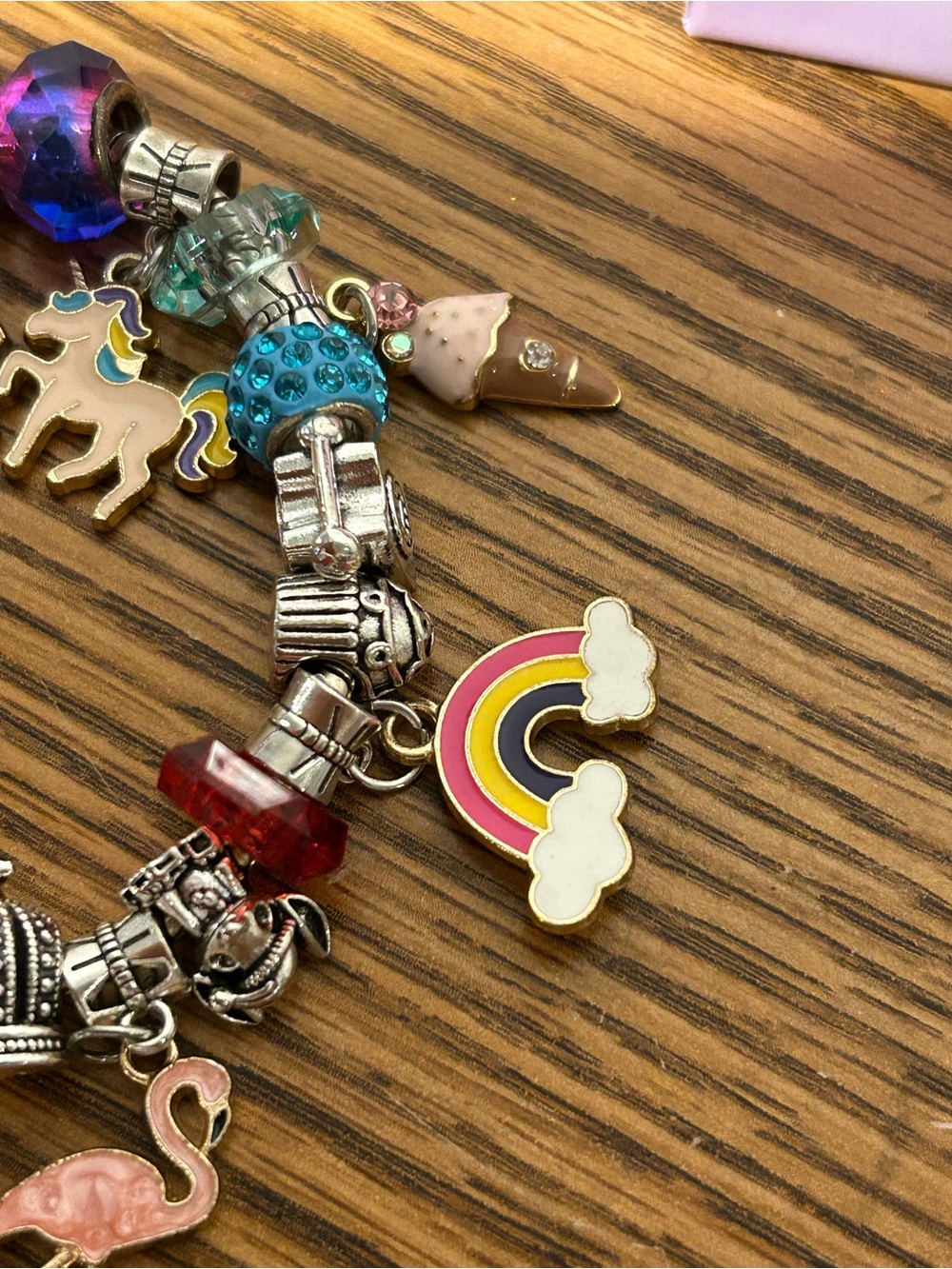 Rainbow Charm Bracelet Lot with Silver Charms - Picture 10 of 12